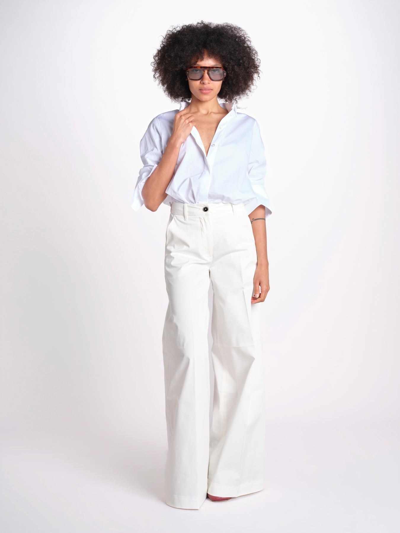 pantalone over in cotone pesante ORIANNA ORNO9 MILK nine in the morning 