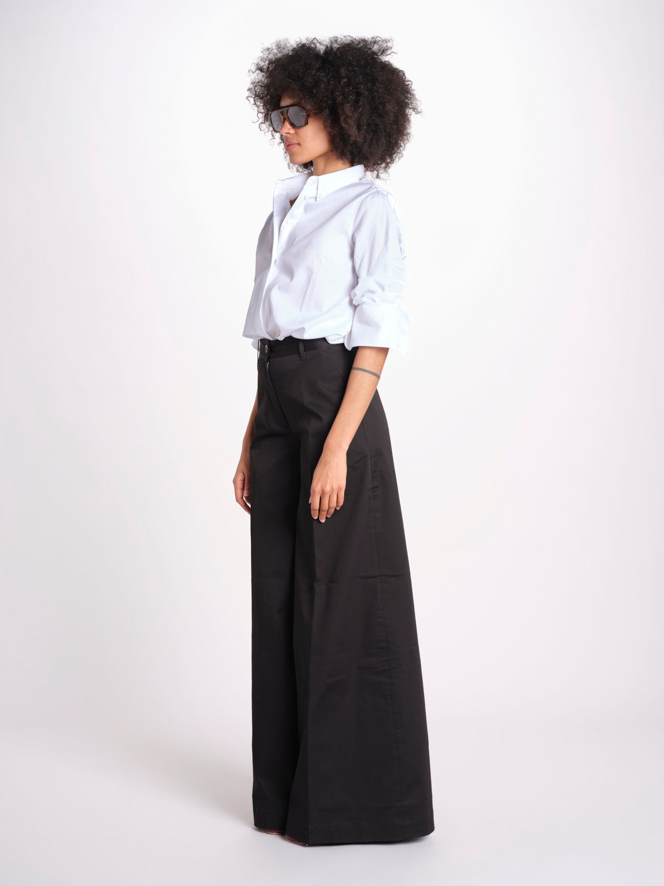 pantalone over in cotone pesante ORIANNA ORNO9 NERO nine in the morning 