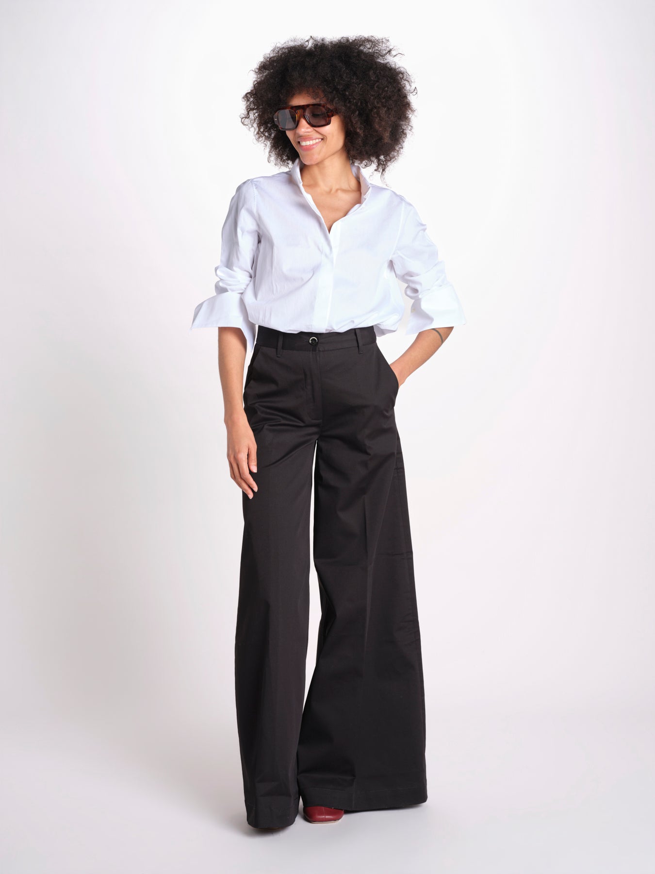 pantalone over in cotone pesante ORIANNA ORNO9 NERO nine in the morning 