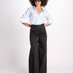 pantalone over in cotone pesante ORIANNA ORNO9 NERO nine in the morning 