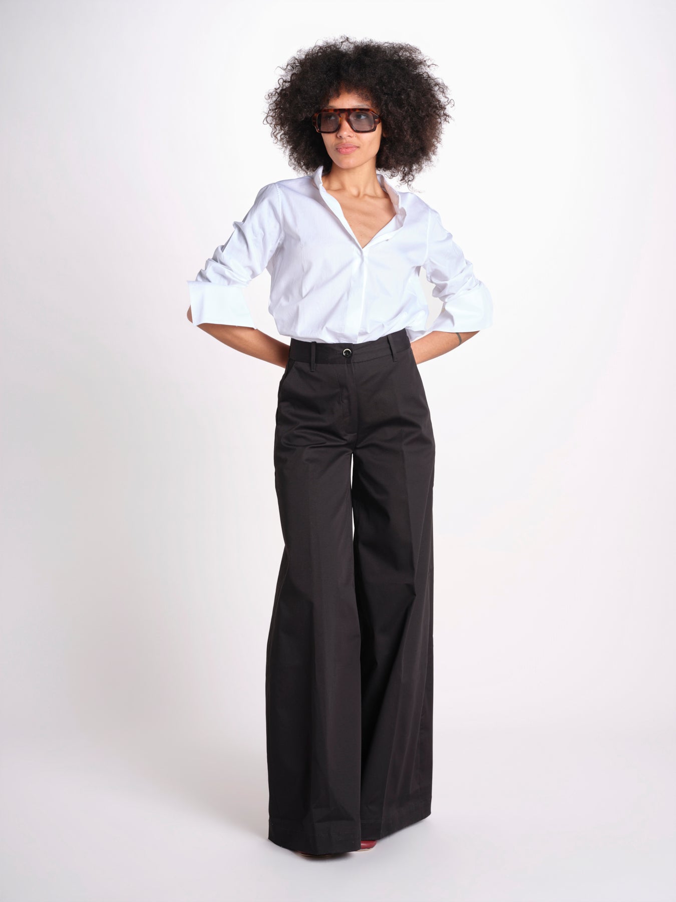 pantalone over in cotone pesante ORIANNA ORNO9 NERO nine in the morning 