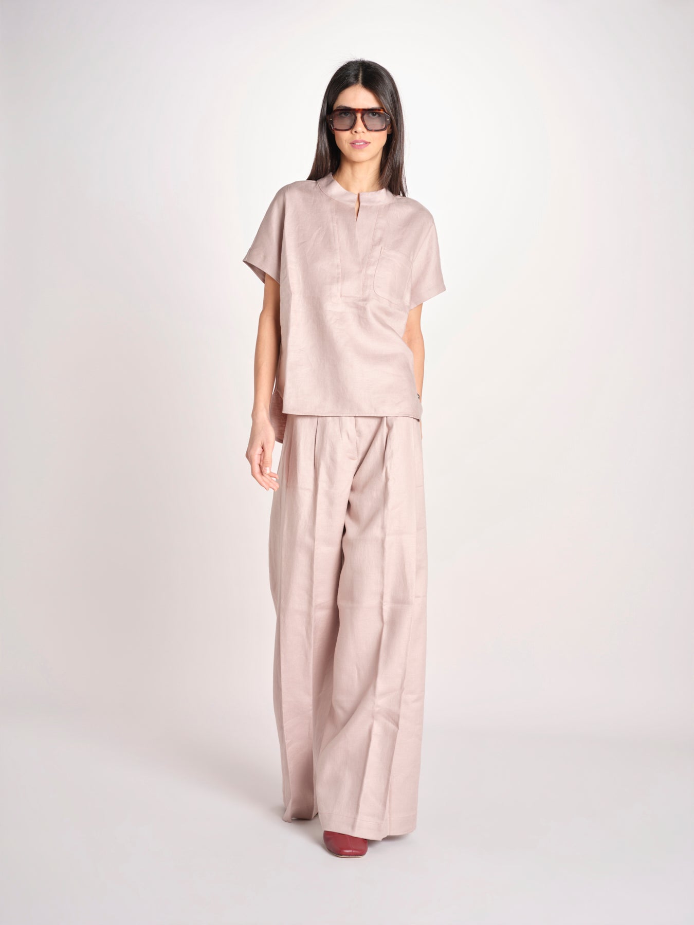 pantalone in lino con pinces PETRA PE98 ANTICO nine in the morning 