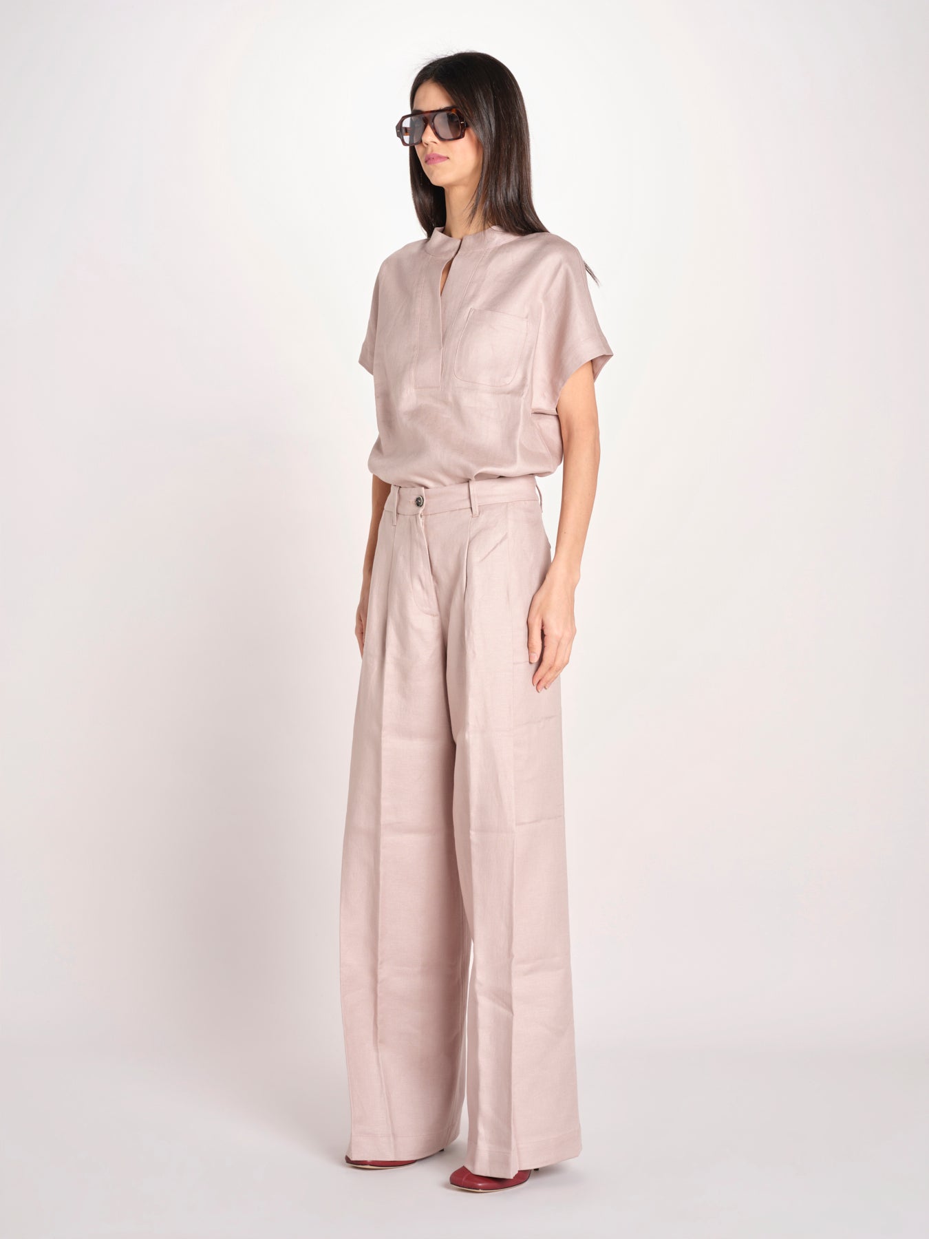 pantalone in lino con pinces PETRA PE98 ANTICO nine in the morning 
