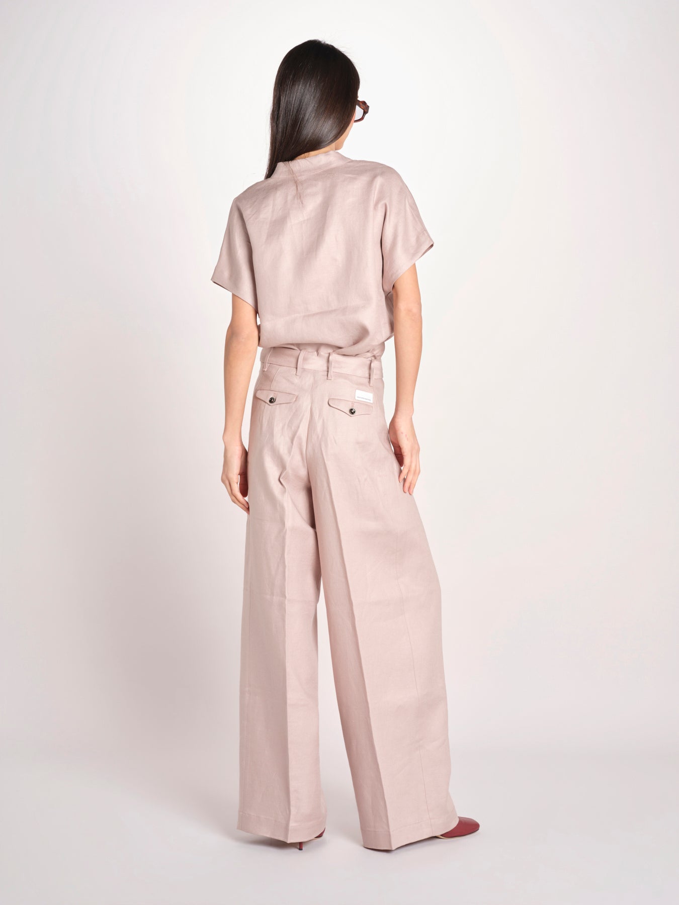 pantalone in lino con pinces PETRA PE98 ANTICO nine in the morning 