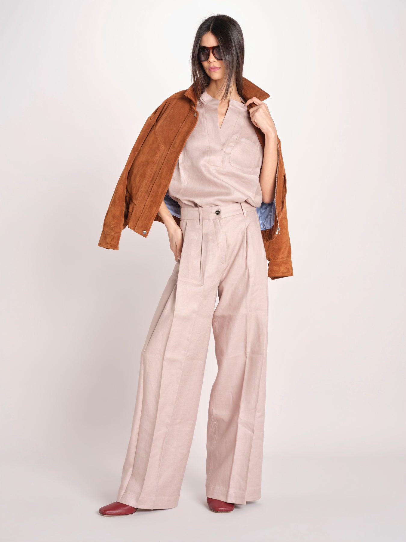 pantalone in lino con pinces PETRA PE98 ANTICO nine in the morning 