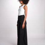pantalone in lino con pinces PETRA PE98 BLACK nine in the morning 