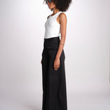pantalone in lino con pinces PETRA PE98 BLACK nine in the morning 