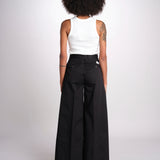 pantalone in lino con pinces PETRA PE98 BLACK nine in the morning 
