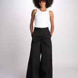 pantalone in lino con pinces PETRA PE98 BLACK nine in the morning 