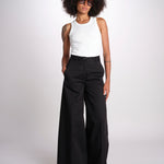 pantalone in lino con pinces PETRA PE98 BLACK nine in the morning 
