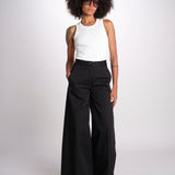 pantalone in lino con pinces PETRA PE98 BLACK nine in the morning 