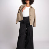 pantalone in lino con pinces PETRA PE98 BLACK nine in the morning 
