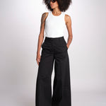 pantalone in lino con pinces PETRA PE98 BLACK nine in the morning 