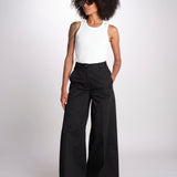 pantalone in lino con pinces PETRA PE98 BLACK nine in the morning 