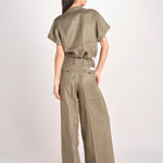 pantalone in lino con pinces PETRA PE98 OLIVA nine in the morning 