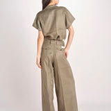 pantalone in lino con pinces PETRA PE98 OLIVA nine in the morning 
