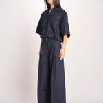pantalone in cotone con pines PETRA PE99 NAVY nine in the morning 