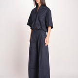 pantalone in cotone con pines PETRA PE99 NAVY nine in the morning 