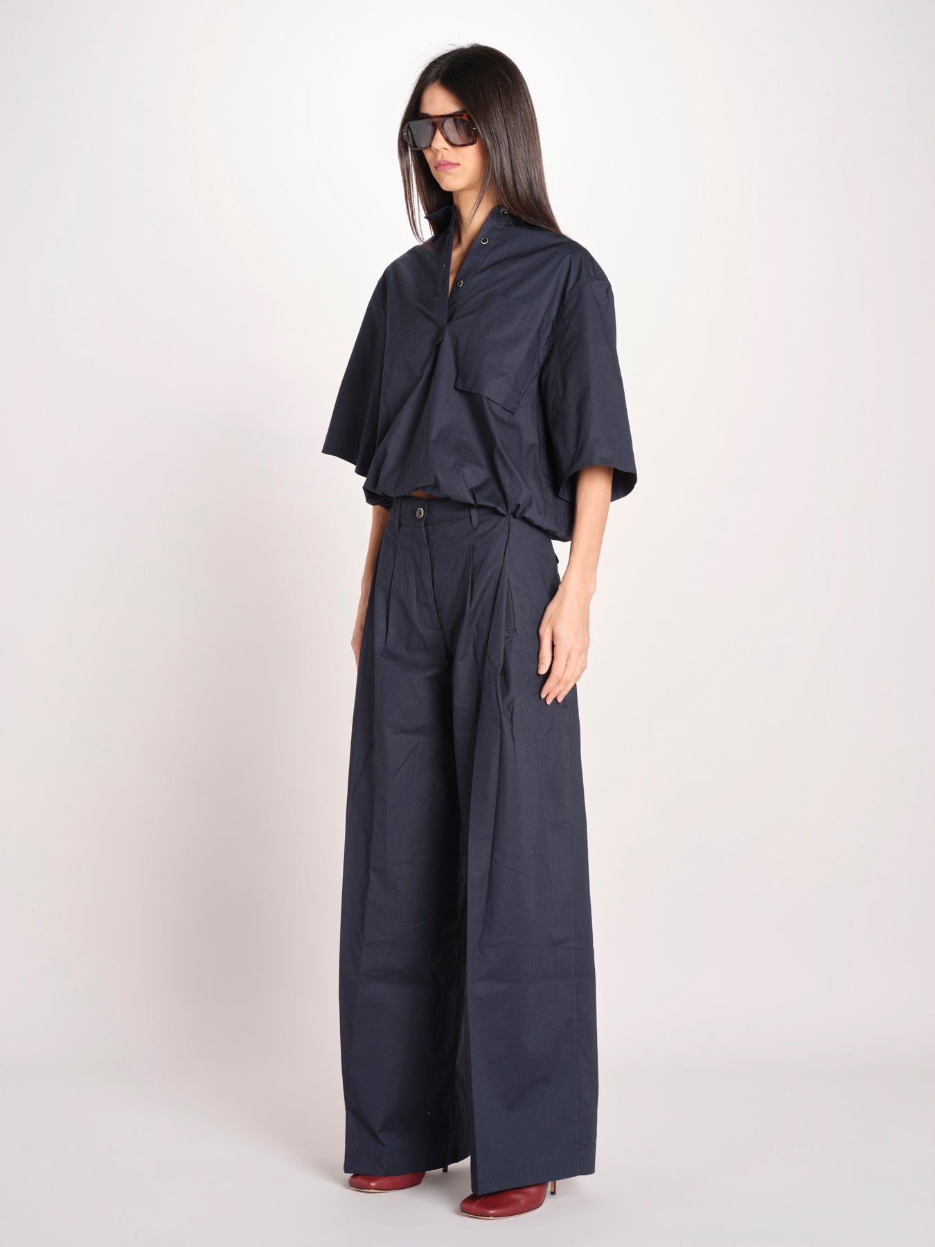 pantalone in cotone con pines PETRA PE99 NAVY nine in the morning 