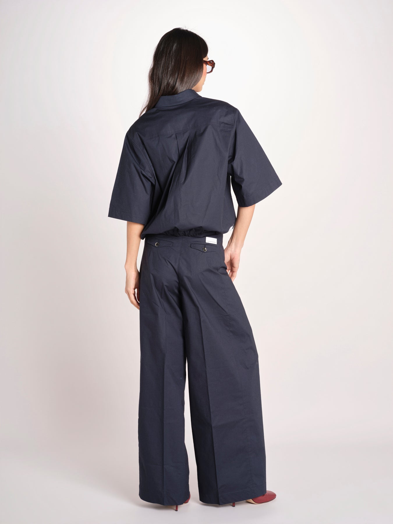pantalone in cotone con pines PETRA PE99 NAVY nine in the morning 