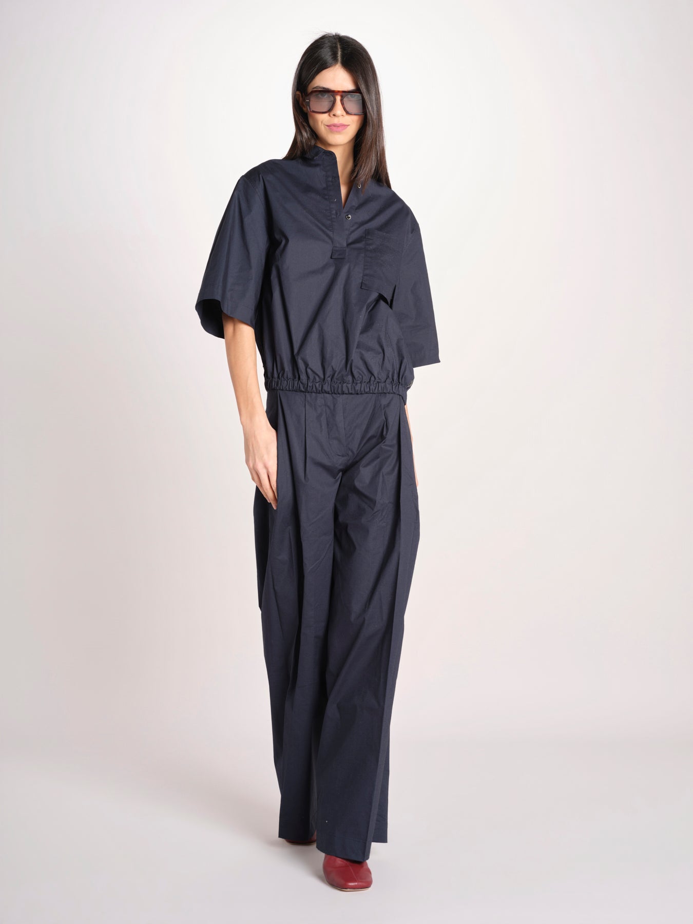 pantalone in cotone con pines PETRA PE99 NAVY nine in the morning 