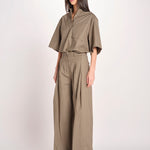 pantalone in cotone con pines PETRA PE99 OLIVA nine in the morning 