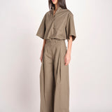 pantalone in cotone con pines PETRA PE99 OLIVA nine in the morning 