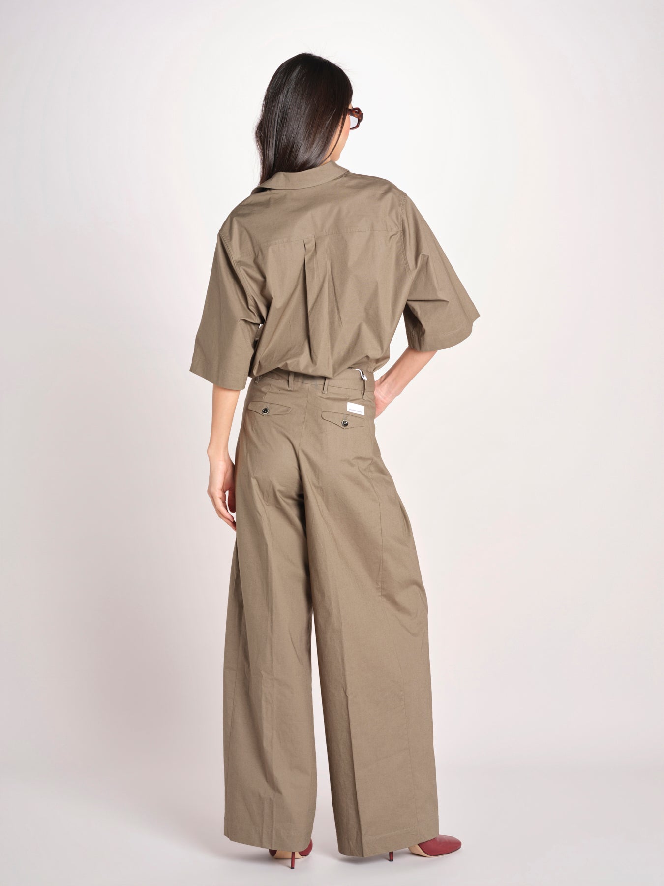 pantalone in cotone con pines PETRA PE99 OLIVA nine in the morning 