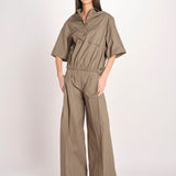 pantalone in cotone con pines PETRA PE99 OLIVA nine in the morning 