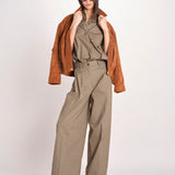 pantalone in cotone con pines PETRA PE99 OLIVA nine in the morning 