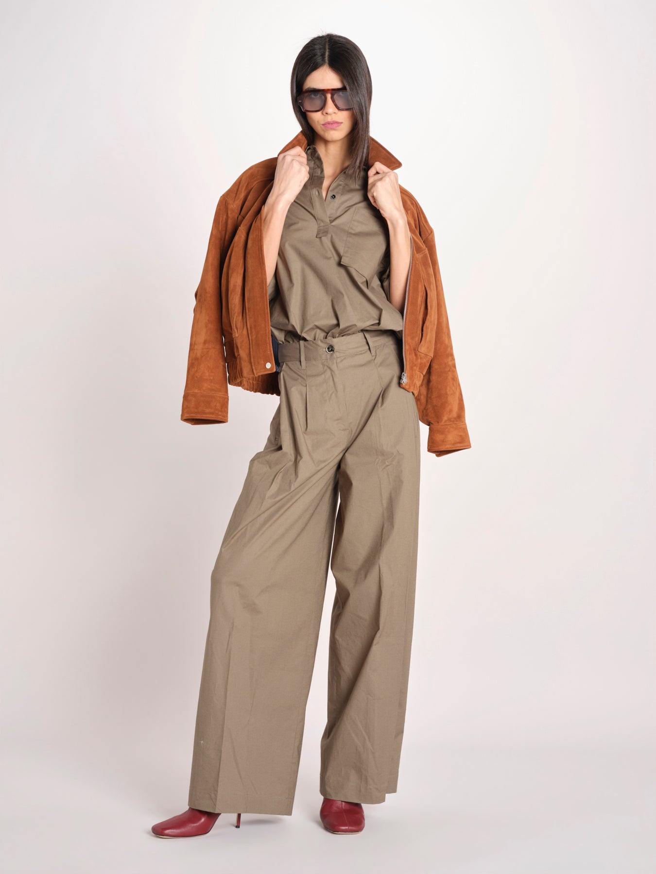 pantalone in cotone con pines PETRA PE99 OLIVA nine in the morning 