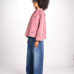 giacca manica lunga a quadretti 7WS-83E RED payal pratap 