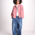 giacca manica lunga a quadretti 7WS-83E RED payal pratap 