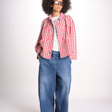 giacca manica lunga a quadretti 7WS-83E RED payal pratap 