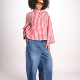 giacca manica lunga a quadretti 7WS-83E RED payal pratap 