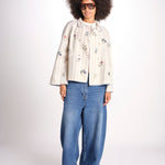giacca manica lunga a righe 7WS-83S BEIGE.WHITE STRIPES payal pratap 