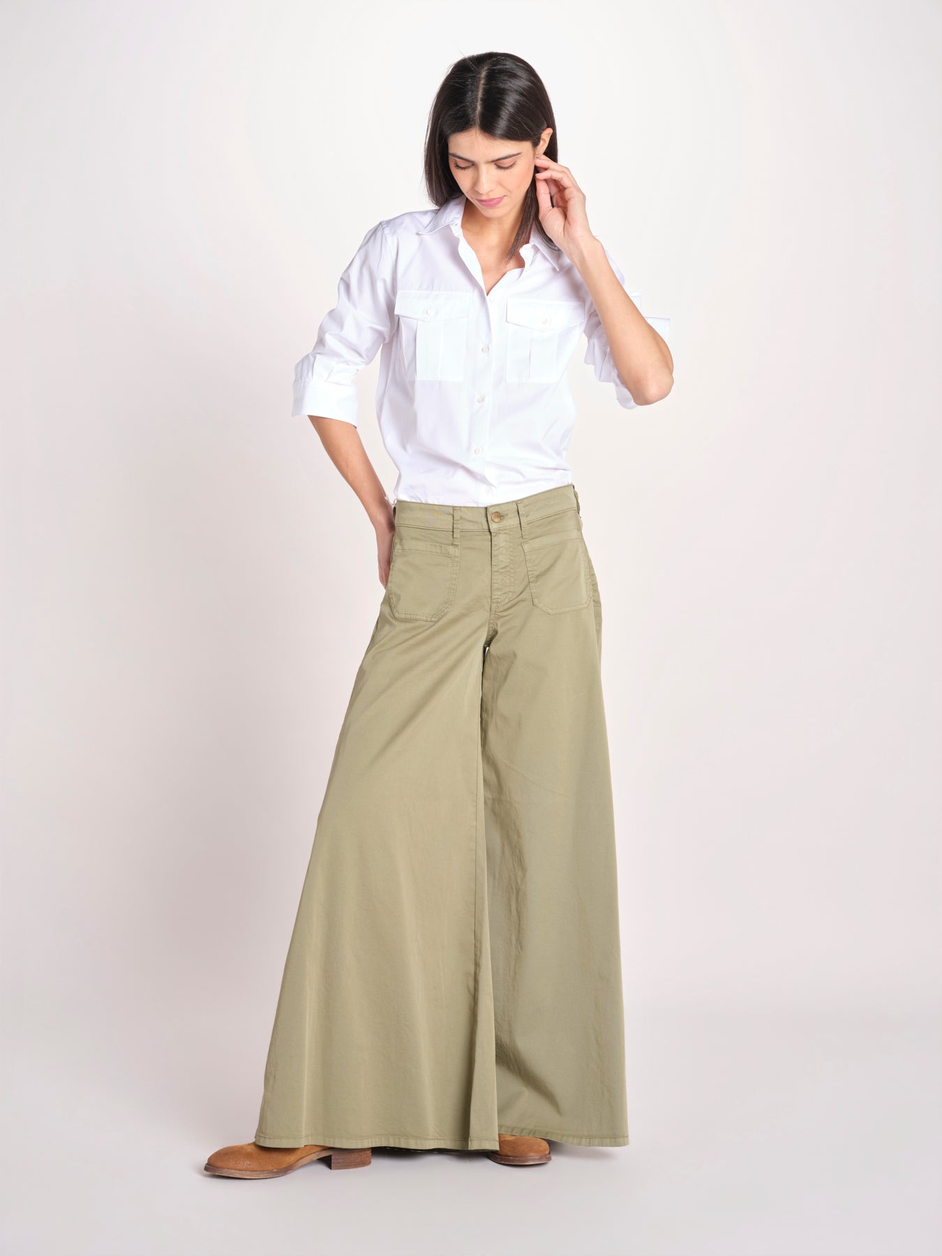 pantalone over 4 tasche GRACE XG02 169 OLIVA ps don't forget me 