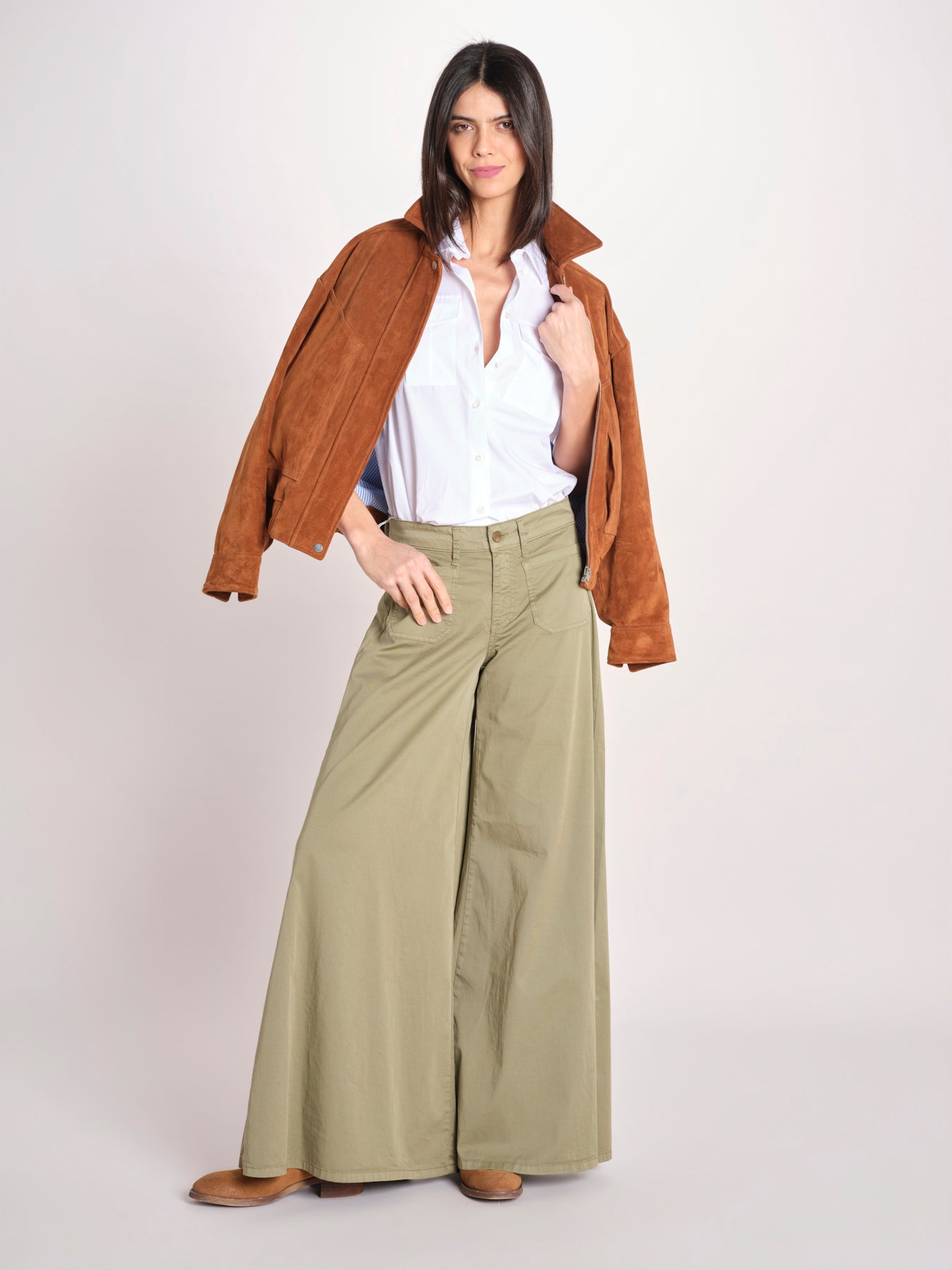 pantalone over 4 tasche GRACE XG02 169 OLIVA ps don't forget me 