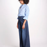 pantalone 4 tasche in misto lino SERENA XJB04 904 DENIM ps don't forget me 