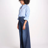 pantalone 4 tasche in misto lino SERENA XJB04 904 DENIM ps don't forget me 