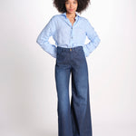 pantalone 4 tasche in misto lino SERENA XJB04 904 DENIM ps don't forget me 