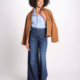 pantalone 4 tasche in misto lino SERENA XJB04 904 DENIM ps don't forget me 