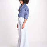 pantalone 4 tasche in misto lino SERENA XML01 001 BIANCO ps don't forget me 