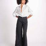 pantalone 4 tasche in misto lino SERENA XML01 099 NERO ps don't forget me 