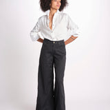 pantalone 4 tasche in misto lino SERENA XML01 099 NERO ps don't forget me 