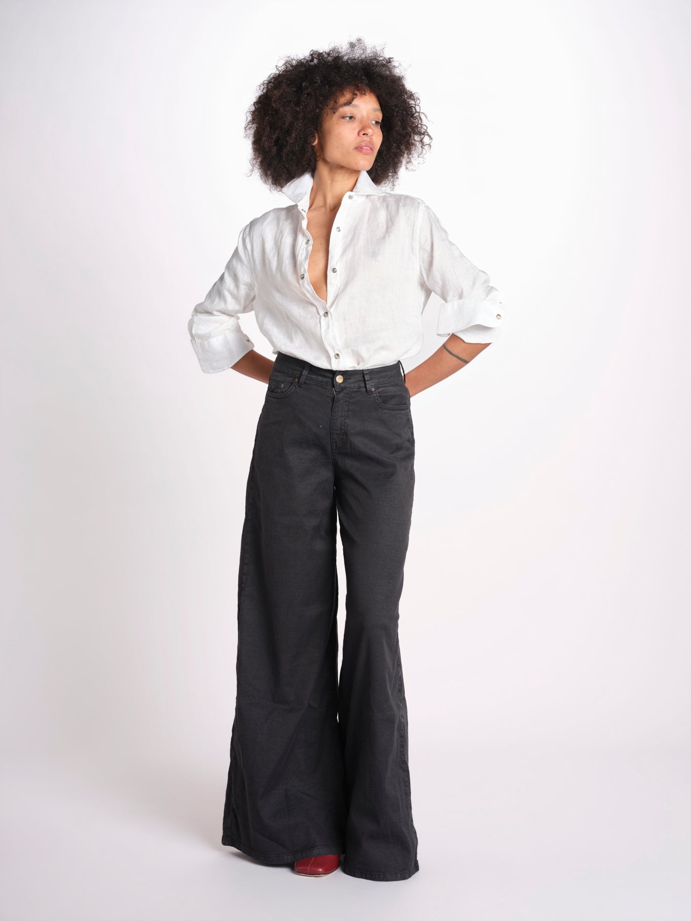 pantalone 4 tasche in misto lino SERENA XML01 099 NERO ps don't forget me 