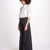 pantalone 4 tasche in misto lino SERENA XML01 099 NERO ps don't forget me 