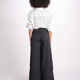 pantalone 4 tasche in misto lino SERENA XML01 099 NERO ps don't forget me 