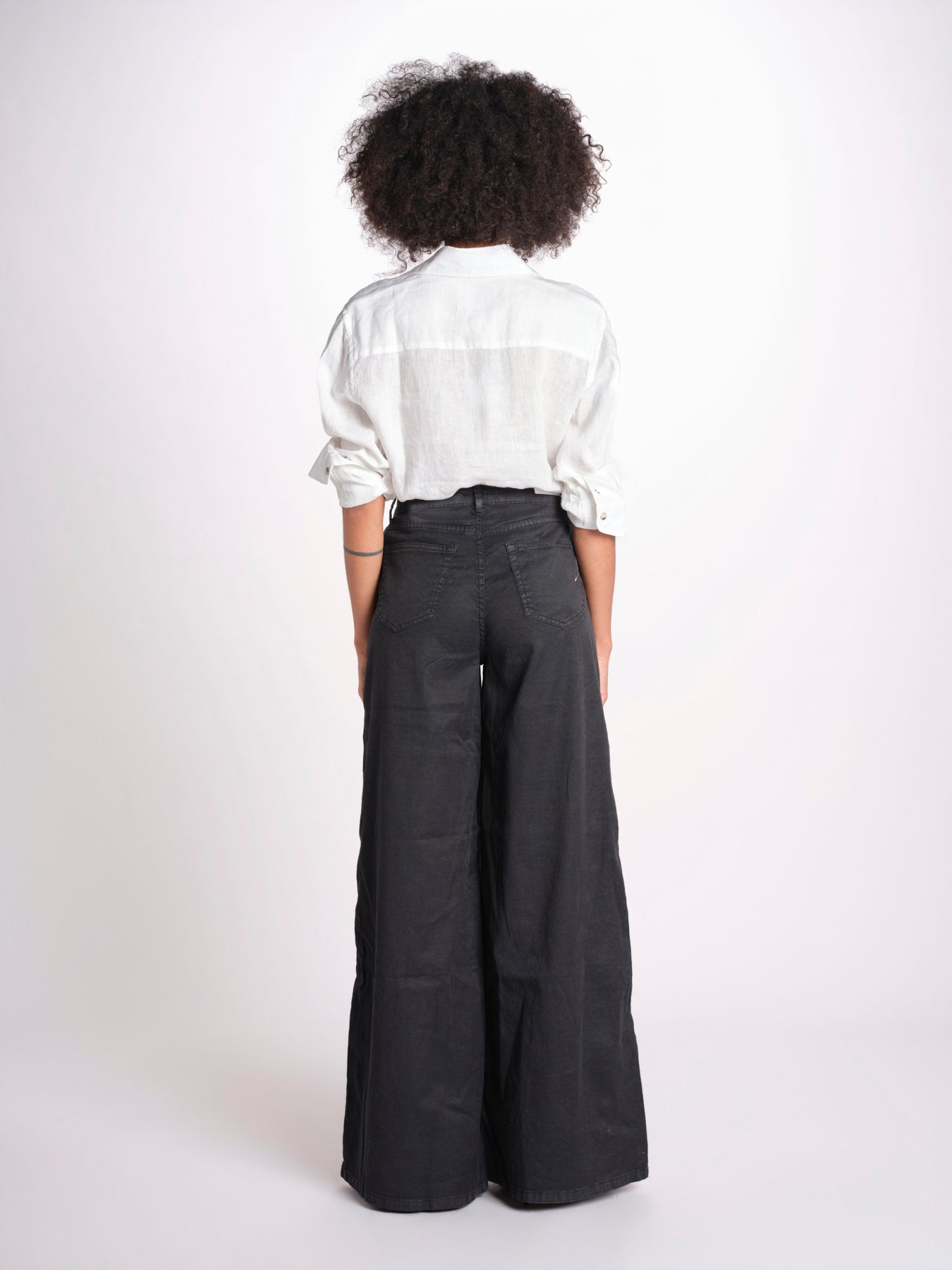 pantalone 4 tasche in misto lino SERENA XML01 099 NERO ps don't forget me 