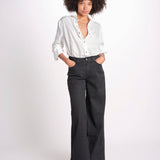 pantalone 4 tasche in misto lino SERENA XML01 099 NERO ps don't forget me 